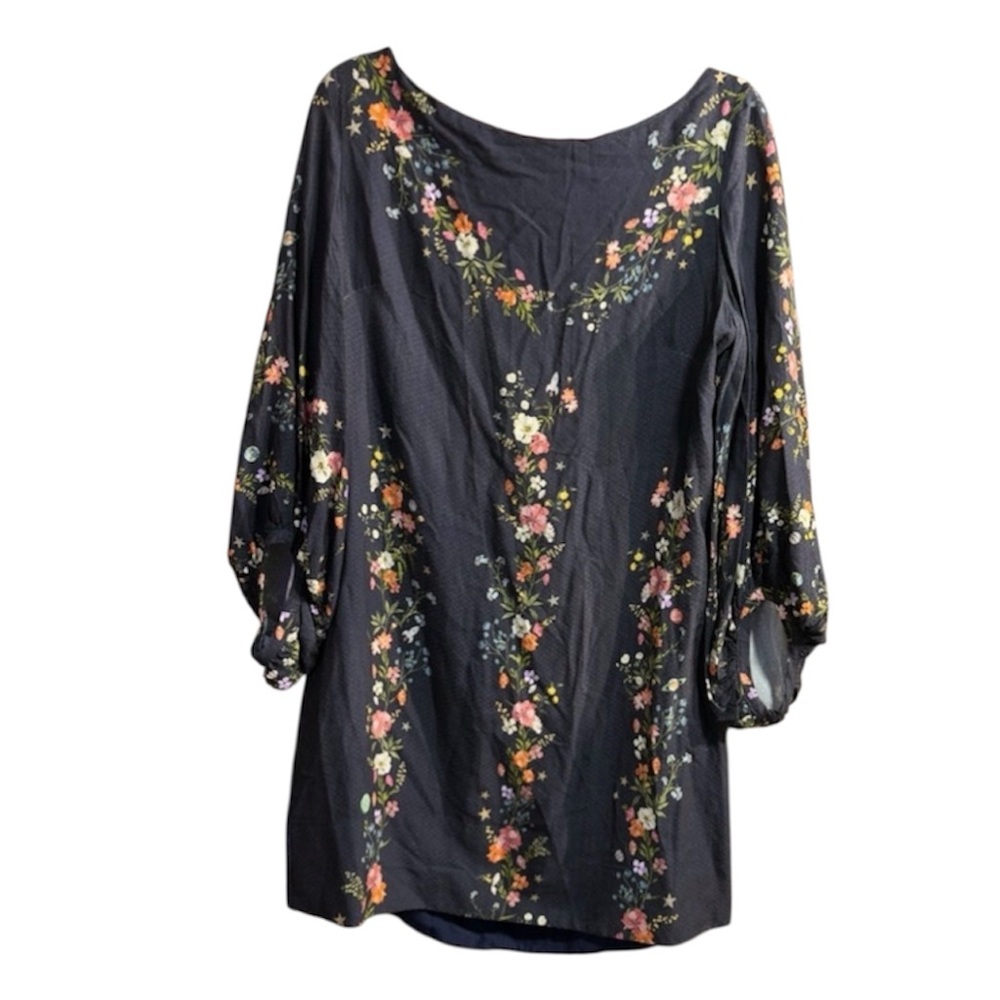 Farm Floral Black Top Sz L - Picture 1 of 11